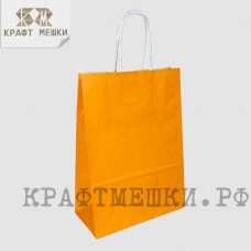 Пакет с крученой ручкой 25х18х8 (в*ш*г) 80 гр/м, Оранжевый
